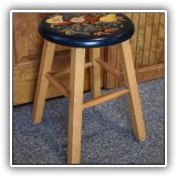 F76. Hand painted stool signed by Deb O'Connor. 18"h x 13"w - $75