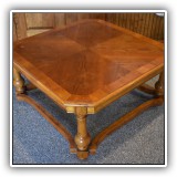 F77. Square coffee table.  Minor damage to top. 18"h x 35"w - $100