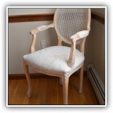 F81. Medallion back chair with caned back.  Discoloration to upholstered seat. 39"h x 22"w x 19"d - $50