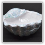 P48. Pottery shell-shaped candy dish. 2.5"h x 5.25"w - $14