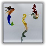 G18. 3 Handblown glass mermaid ornaments by Milon Townsend.  Approx. 4-6"  - $180 for the set