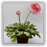 D69. Faux pink rose in pot. 9"h - $6