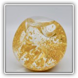 C31. Handblown glass paperweight with 23k gold flakes by Goldenflow Studios. 3"h - $20