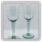 G22. Pair of green glass goblets. 8"h - $6 for the pair