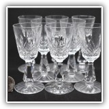 G05. Set of 8 Waterford crystal cordials. One chipped on foot. 4"h - $75