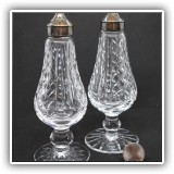 G06. Pair of Waterford Crystal  footed salt and pepper shakers. 6.5"h - $40 for the pair