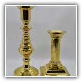 D49 & D50. Baldwin brass candlestick (5"h) and unmarked brass candlestick (7.5"h) - $8 each