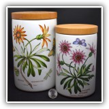 P25. Set of 2 Portmeirion canisters with wooden covers. - $30