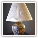 D02. Chinese porcelain ginger jar lamp with wooden stand. 28.5"h - $95