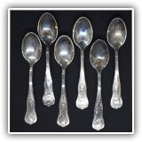 S03. Set of 6 silver spoons. Marked AP