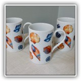K22. Set of 3 seashell design mugs by Dunoon stoneware. - $9 for the set