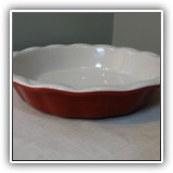 K19. Red fluted ceramic pie plate. 11"w - $12