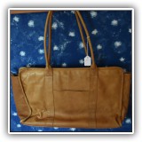 H03. Brown Leather tote. 12"h x 17"w x 5"d - $60
