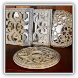 D35. Set of 4 small decorative mirrors (2 round and 2 square). Each measures approx. 6"x6" - $16 for the set