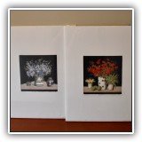 A20. 2 Unframed signed and number floral prints "Red Flowers" "Blue Flowers". Frames: 13.5"h x 10.25"w - $15 each