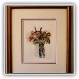 A24. Still life "Clear Vase III" signed print. Frame: 16.25"h x 13.75"w - $48