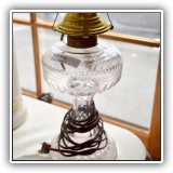 D108. Flint glass converted oil lamp. - $60