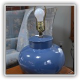 D28. Blue ceramic lamp. No shade. - $34
