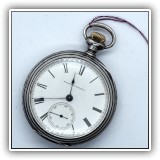 J01. Hampden Watch Co. sterling silver pocket watch. Missing winding key. - $185