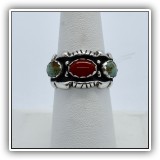 J12. Silver ring with 3 stones. Size 6.75. - $22
