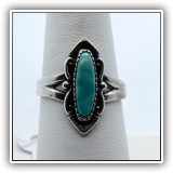 J14. Sterling silver and turquoise ring. Size 7.75. - $25