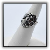 J27. Spoontiques sterling silver New England rose ring. - $22