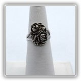 J28. Silver rose ting. Size 5.75. - $22