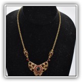 J34. Victorian style brass and garnet necklace. - $85