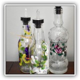 K24. Three handpainted oil/vinegar bottles. - $6 each