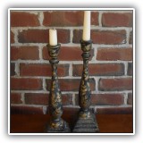 D69. Wood painted candlesticsk. - $16 for the pair