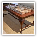 F05. Handcrafted mahogany coffee table. 18"h x 46"w x 22.25"d - $375
