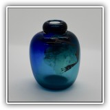 G04. Signed art glass vase. 2.5"h - $8