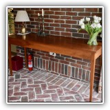 F09. Thomas Moser cherry wood console table with tapered legs. 28"h x 60"w x 18"d - $850