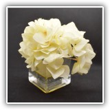 D78. Faux flowers in glass vase. 6"h - $12