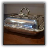 S07. Silverplate covered vegetable dish. 9" x 7" - $22