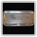 S09. Silverplated footed tray with wooden handles. 21" x 10.5" - $28
