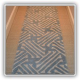 D37. Surya blue and white wool runner rug. 2'6" x 8' - $60 