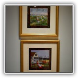 A07. Pair of framed Elizabeth Morgan prints. Each frameL 14" x 14" - $24 each