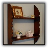 D95. Small wood wall shelf 18"hx 13.5x 3.5" - $28