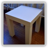 F87. Ikea white small side table. 13"h x 12"w x 12"d - $12