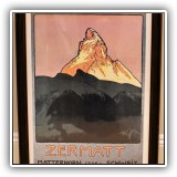 A16. Framed Zermatt Matterhorn poster. Frame: 27" x 20" - $24