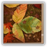A19. Unframed oil on canvas of autumn leaves. 36" x 36" - $25