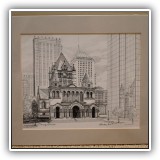 A37. Unframed print of Trinity Church, Boston by Vogel. 11"x14" - $8