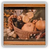 A64. Framed photo of pumpkins and vegetables. Some fading. Frame: 12" x 15" - $10