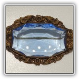 J25. Brass pin with large blue colored stone. - $12