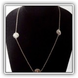J33. Marilyn Schiff necklace with silvertone and faux stones. - $10