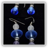 J37. Two paits of glass drop earrings - $16