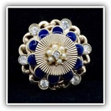 J39. Vintage Coro goldtone pin with faux pearls and enamel. - $22