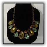 J42. Vintage costume necklace with teardrop shaped glass. 20" - $12