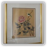 A12. Asian painting on silk. Frame: 17" x 14.5" - $48